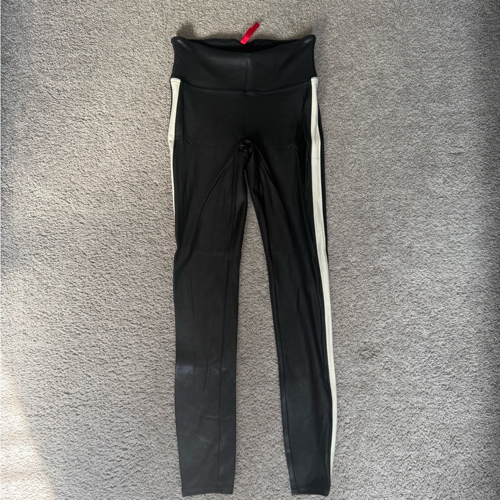 SPANX Faux Leather Leggings with Side Stripe